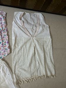 White Schiffli Cotton Coord Set 3 Piece- Unused