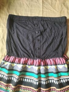 strapless tribal print dress