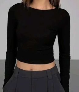 Black Long Sleeve Crop Top