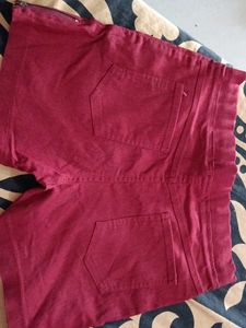 Maroon Zipper Accent Shorts