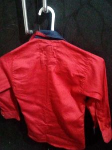 Boys Red Printed Shirt