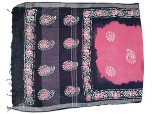 Pink &amp; Black Batik Saree