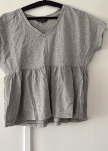 Gray V-Neck Peplum Top Bust- 34/36