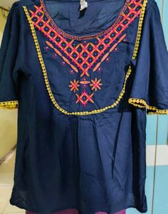 Embroidered Blue Top