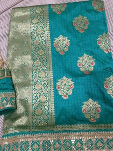 Elegant Teal Banarasi Saree