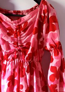 Red Flower Printed Dress