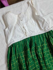 ❗ CLEARANCE ❗ Green &amp; White Ethnic Kids Dress
