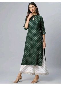 Green Printed Kurta Set