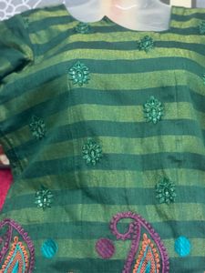 Green Embroidered Kurta