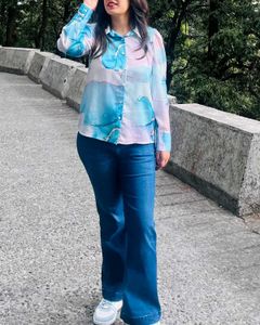 Blue Marble Print Shirt