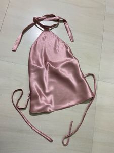 Pink Satin Halter Top