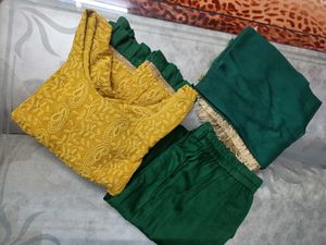 Chikankari Kurta With  Bottom And Dupatta