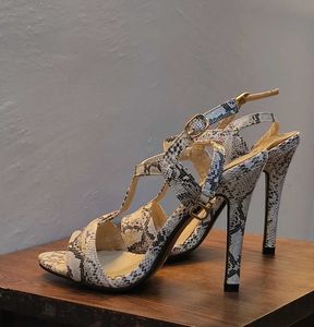 Snake Print 4 Inches High Heel Sandals