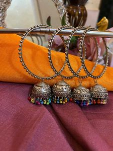 4 Colourful Oxidised bangles/ 1 Bracelet