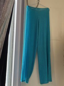Pleated Turquoise Wide Leg Pants