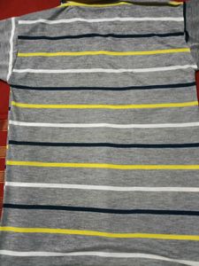 Striped Tee - Gray, White, Navy, Yellow T-shirt