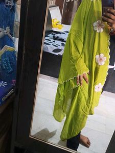 Flower Design Green Dupatta