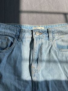 Denim Midi Skirt with Slit