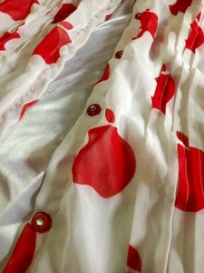 Apple Print Sheer Shirt  For Women