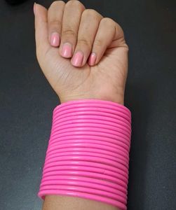 Neon Pink Glass Bangles