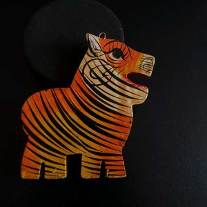 Hand-painted Wooden tiger pendant