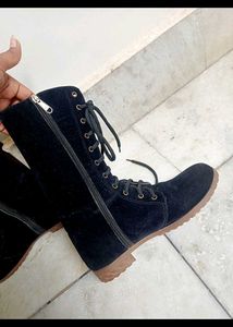 Black Lace-Up Boots