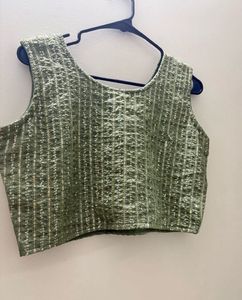 Indo-western Crop Top Lehenga Set with Mirror & Re