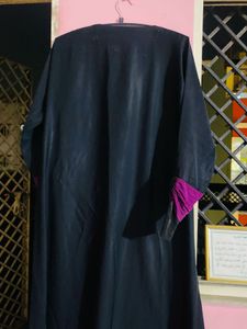 Black Abaya with Purple Detail