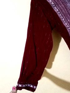 Maroon Top with Silver Details