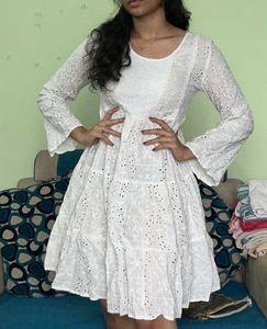 White Cotton Mini Dress 🤍