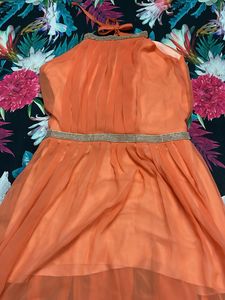 Peach Halter Neck Dress