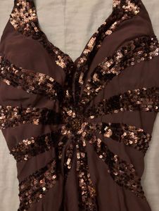 y2k Brown Sequin Halter Dress