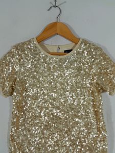 Cream Sequenced Top For Girl&#39;s
