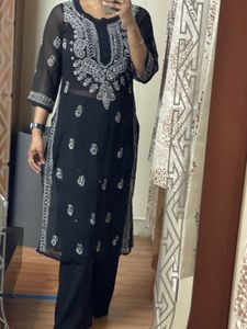 Black Embroidered Kurta  – Used, Half Price