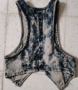 Bluish blackish denim vest