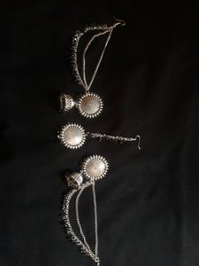 OXIDISED SILVER PLATED BAHUBALI EARRING