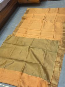 Elegant Orange Saree with Gold Border- New