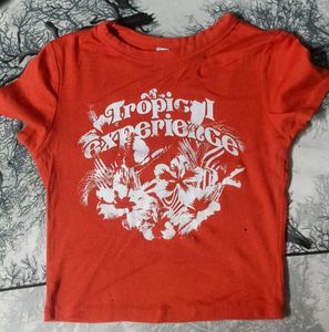 Orange Tropical Slim Fit T Shirt