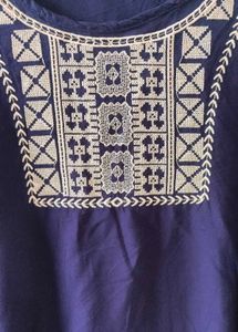 Embroidered Navy Tank Top