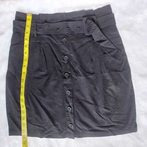 Black Button-Down Mini Skirt