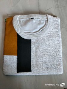 Boys Self Design Wool Blend Regular T Shirt White