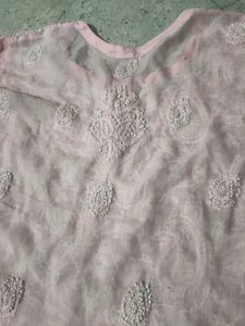 Pink Embroidered Lakhnavi Kurta