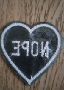 Iron On Applique/Patch- Nope, Black Hear