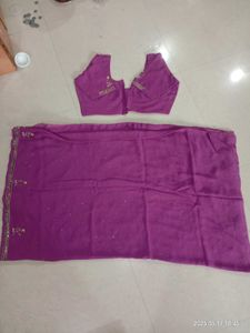Purple Saree With Blouse