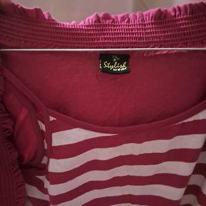 Striped Tank Top with Pink Cardigan