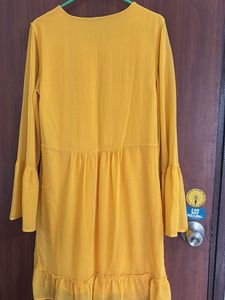 Zara Yellow Bell Sleeve Mini Dress