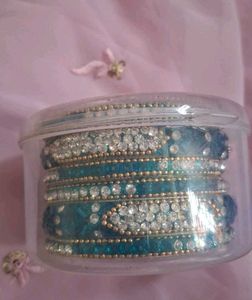Sparkling Teal &amp; Silver Beaded Bangle Set✨️🫶🏽☺️
