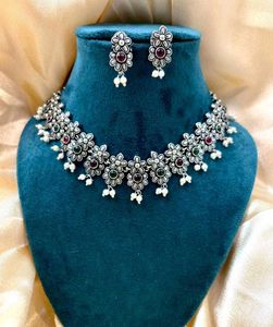 Oxidized Silver Necklace Set
