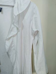 Voguish White Cover up Or Shrug With Ruffles