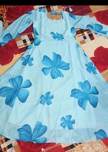 New/Unused Floral Printed Gown With Dupatta